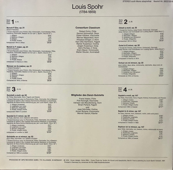 Louis Spohr, Consortium Classicum, Danzi Kwintet : Louis Spohr (2xLP, Album)