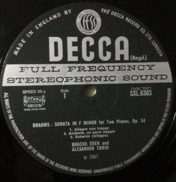Johannes Brahms / Camille Saint-Saëns, Eden And Tamir : Sonata For Two Pianos / Variations For Two Pianos On A Theme Of Beethoven (LP)