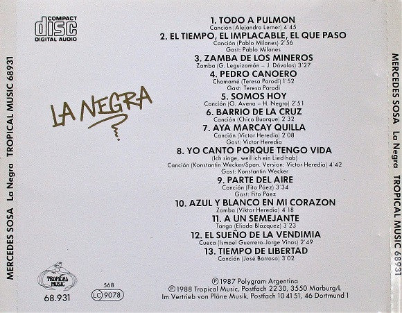 Mercedes Sosa : La Negra (CD, Album)