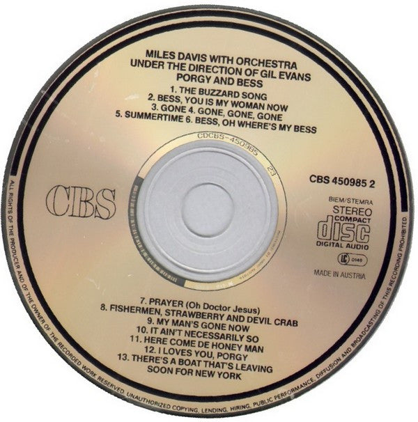 Miles Davis : Porgy And Bess (CD, Album, RE, RM)