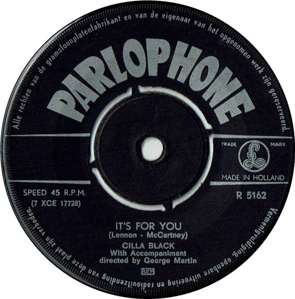 Cilla Black : It's For You (7", Single, 4-P)