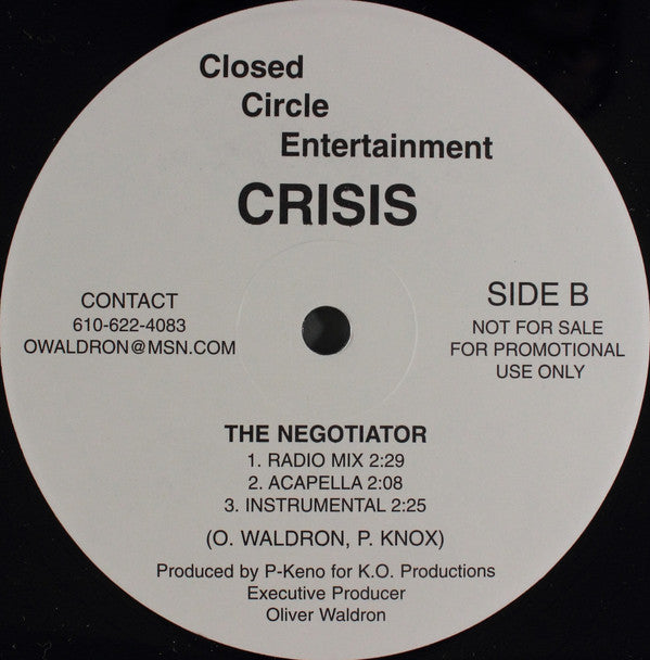 Crisis (35) : For My City / The Negotiator (12", Single, Promo)