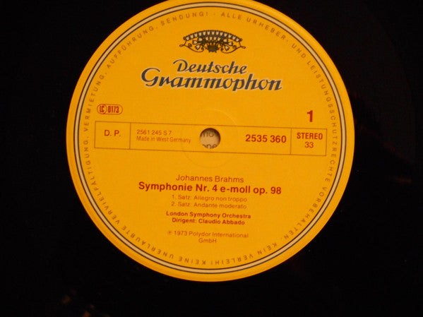 Johannes Brahms - London Symphony Orchestra - Berliner Philharmoniker - Claudio Abbado : Symphony No.4 / Academic Festival Overture (LP, Album)