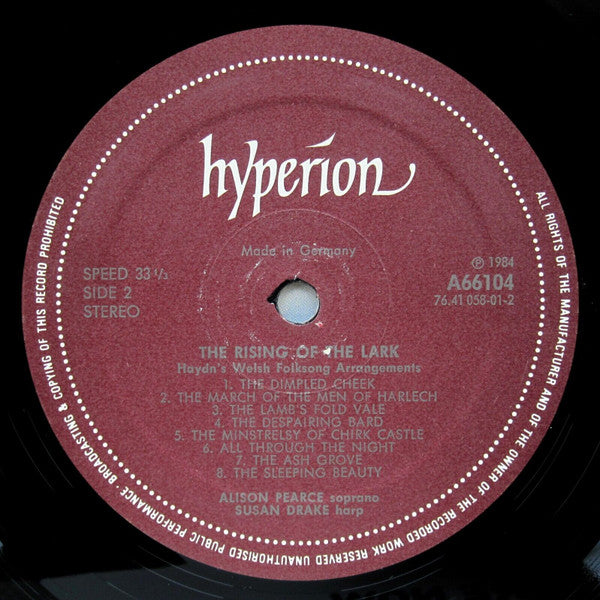 Alison Pearce, Susan Drake : The Rising Of The Lark (Haydn's Welsh Folksong Arrangements) (LP)