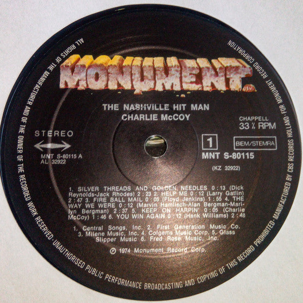 Charlie McCoy : The Nashville Hit Man (LP, Album)