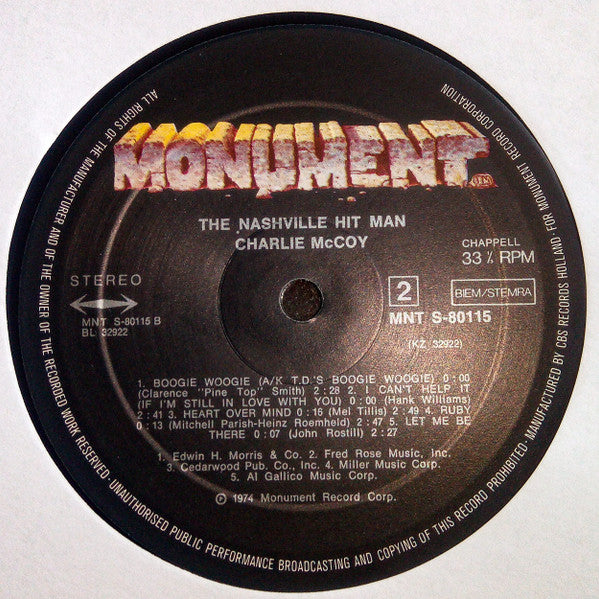 Charlie McCoy : The Nashville Hit Man (LP, Album)