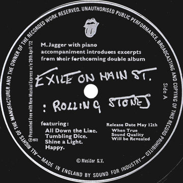 The Rolling Stones / Curved Air / Fanny (2) : Untitled (Flexi, 7", Smplr)