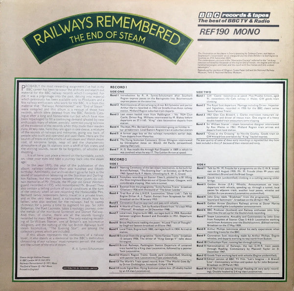 No Artist : Railways Remembered / The End of Steam (2xLP, Comp, Mono)