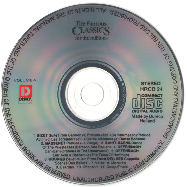 Adelaide Symphony Orchestra : The Famous Classics For Tthe Millions Volume 4 (CD, Album, RE)