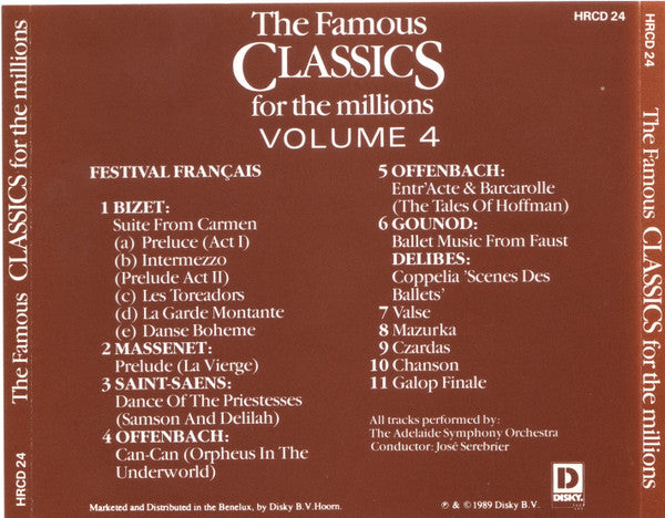 Adelaide Symphony Orchestra : The Famous Classics For Tthe Millions Volume 4 (CD, Album, RE)
