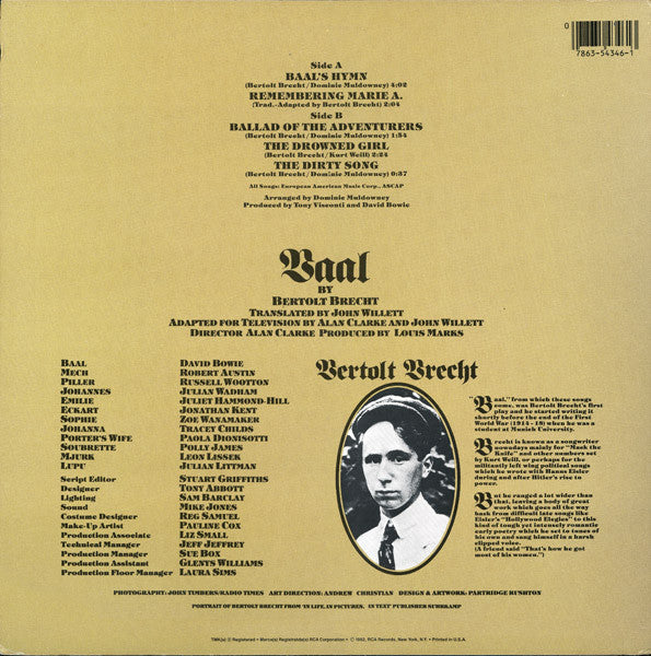 David Bowie : David Bowie In Bertolt Brecht's Baal (12", EP)