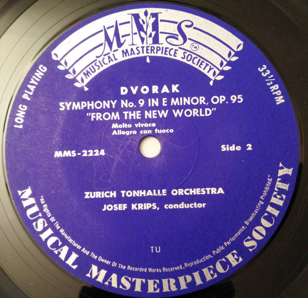 Antonín Dvořák, Tonhalle-Orchester Zürich, Josef Krips : Symphonie Nr. V E-moll Aus Der Neuen Welt (LP, Mono)