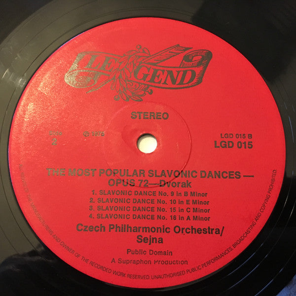 Antonín Dvořák, The Czech Philharmonic Orchestra , Conducted By  Karel Šejna : Most Popular Slavonic Dances (LP, Album)