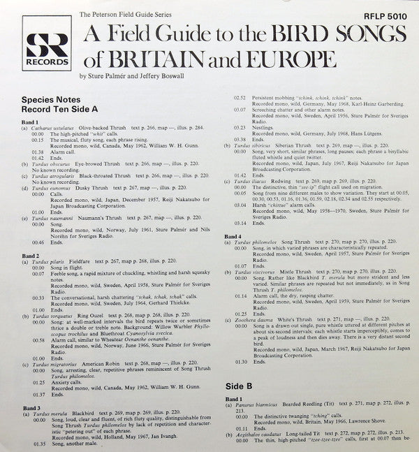 No Artist : The Peterson Field Guide To The Bird Songs Of Britain And Europe: Record 10 (LP)