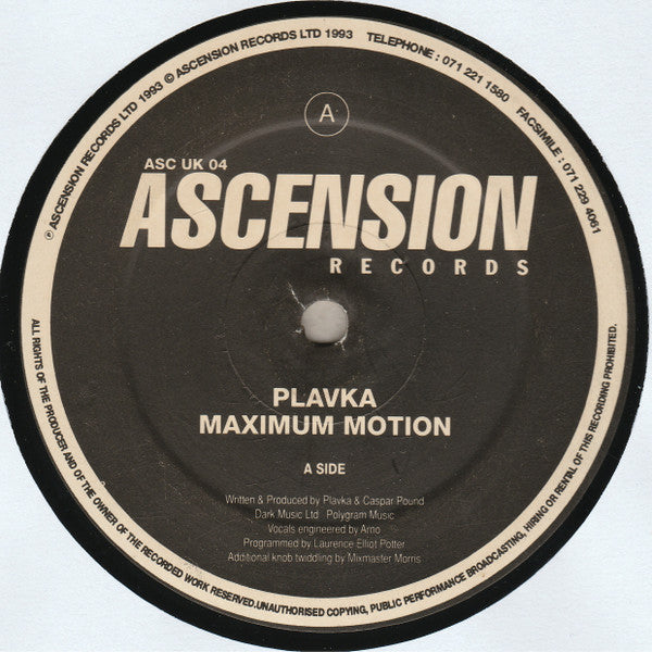 Plavka : Maximum Motion (12")