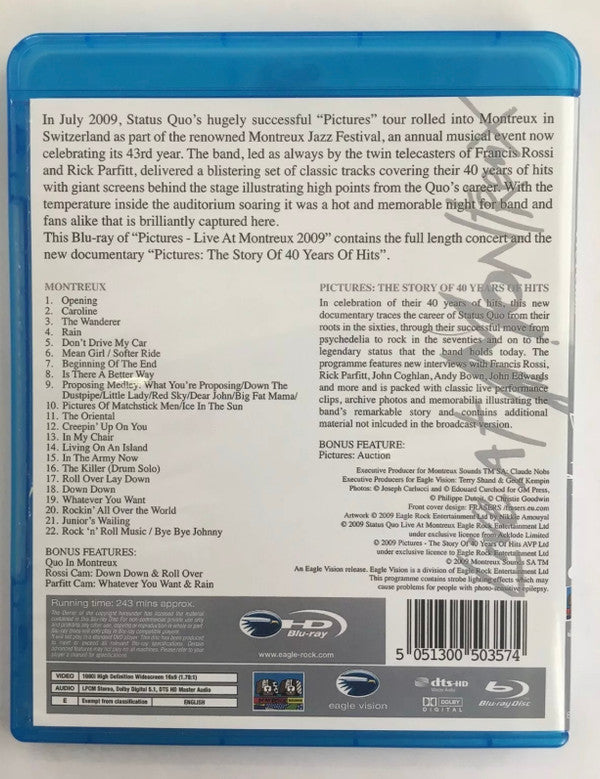 Status Quo : Pictures: Live At Montreux 2009 (Blu-ray, Multichannel)