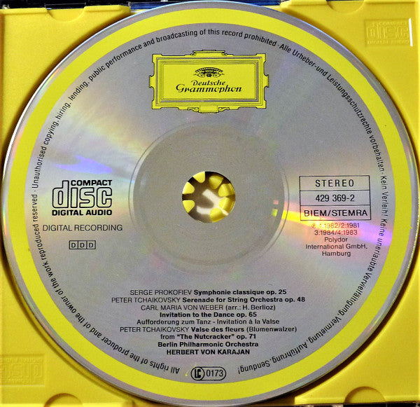 Herbert von Karajan - Sergei Prokofiev / Pyotr Ilyich Tchaikovsky / Carl Maria von Weber : Karajan Conducts / Serenade For Strings • Waltz Of The Flowers / Invitation To The Dance (CD, Comp, Ltd)