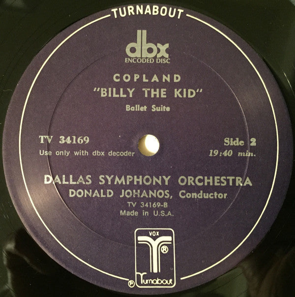 Aaron Copland - Dallas Symphony Orchestra, Donald Johanos : Billy The Kid / Rodeo / Fanfare For The Common Man (LP, Album, RE, DBX)