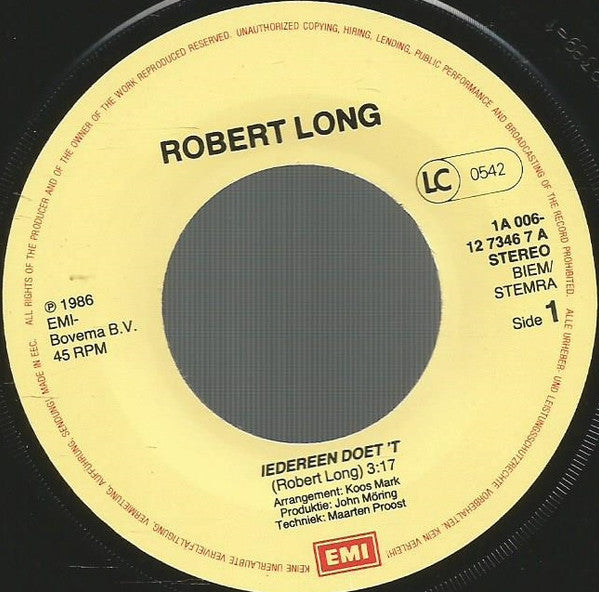 Robert Long : Iedereen Doet 't  (7", Single)