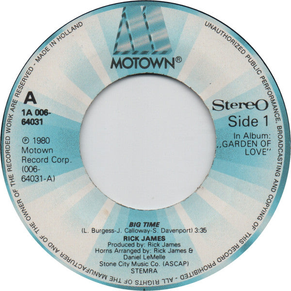 Rick James : Big Time (7", Single)