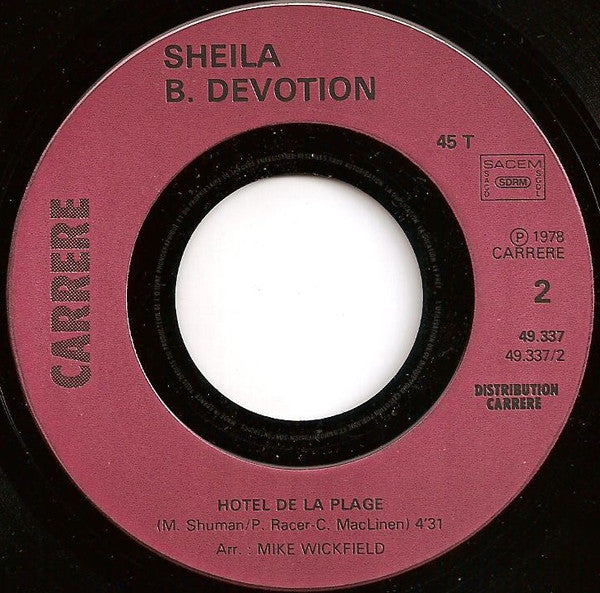Sheila & B. Devotion : I Don't Need A Doctor / Hôtel De La Plage (7", Single)