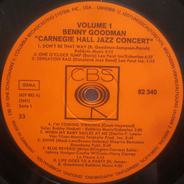 Benny Goodman : The Famous 1938 Carnegie Hall Jazz Concert (2xLP, RE, Gat)