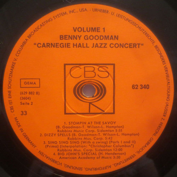Benny Goodman : The Famous 1938 Carnegie Hall Jazz Concert (2xLP, RE, Gat)