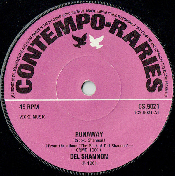 Del Shannon : Runaway / Keep Searchin' (We'll Follow The Sun) (7", Sol)