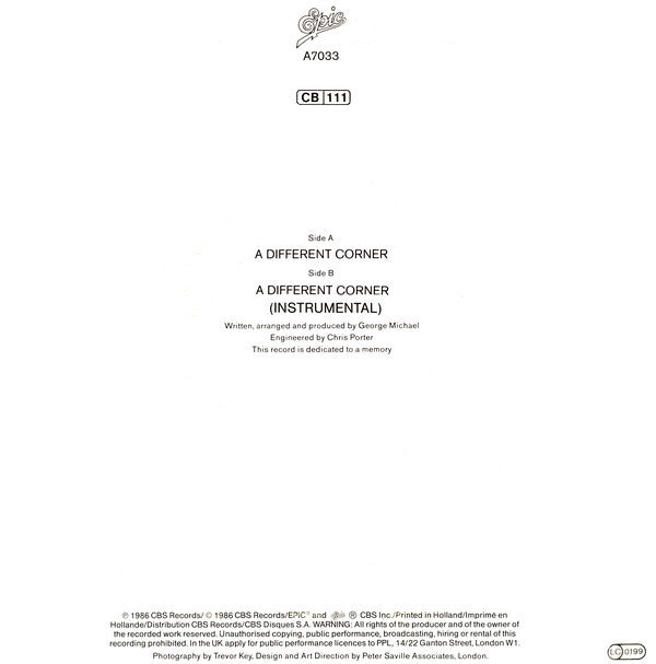 George Michael : A Different Corner (7", Single)