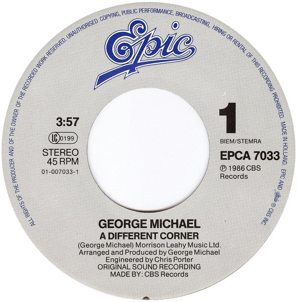 George Michael : A Different Corner (7", Single)