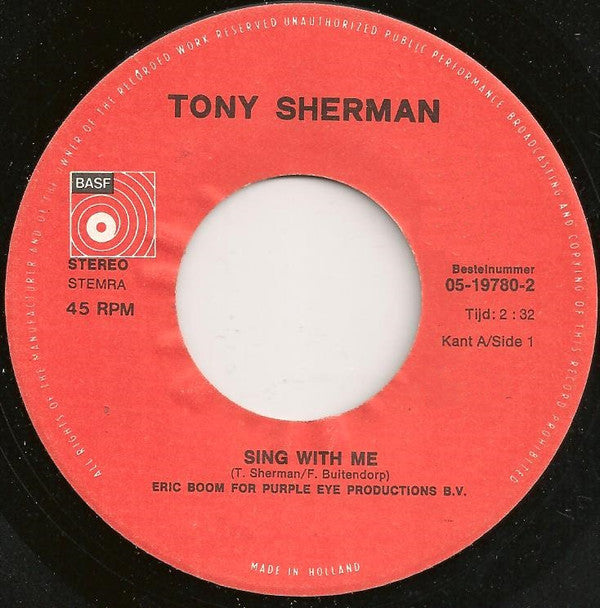 Tony Sherman : Sing With Me (7", Single)