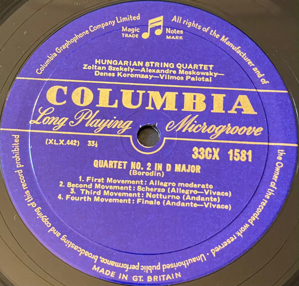 Alexander Borodin / Pyotr Ilyich Tchaikovsky - The Hungarian Quartet : Quartet No. 2 In D Major / Quartet No. 1 In D Major (LP, Album, Mono)