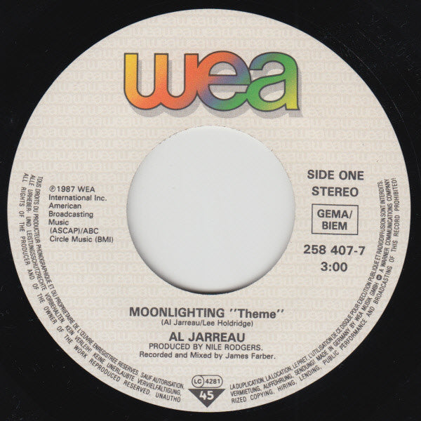 Al Jarreau : Moonlighting (7", Single)