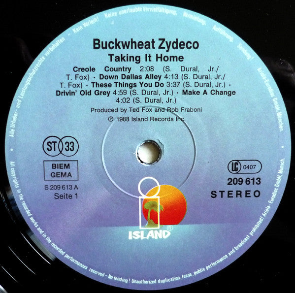 Buckwheat Zydeco : Taking It Home (LP, Album)