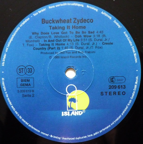 Buckwheat Zydeco : Taking It Home (LP, Album)