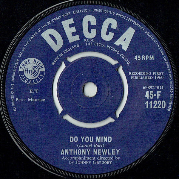 Anthony Newley : Do You Mind (7", Single)