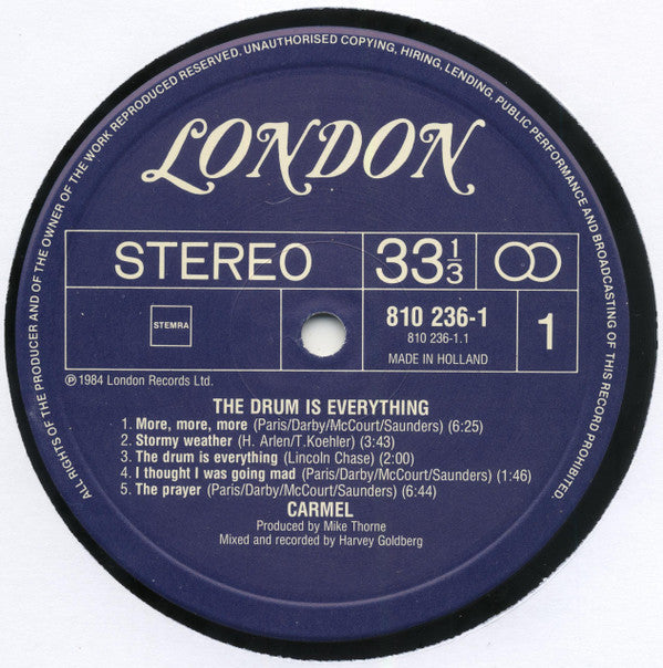 Carmel (2) : The Drum Is Everything (LP, Album)