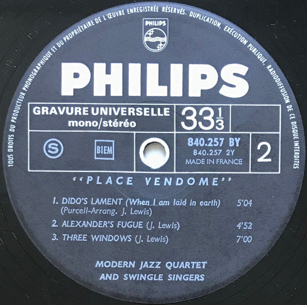 Les Swingle Singers With The Modern Jazz Quartet : Place Vendôme (LP, Album)