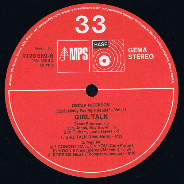 Oscar Peterson : Girl Talk (LP, Album, RE)