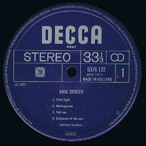 Camel : Rain Dances (LP, Album)