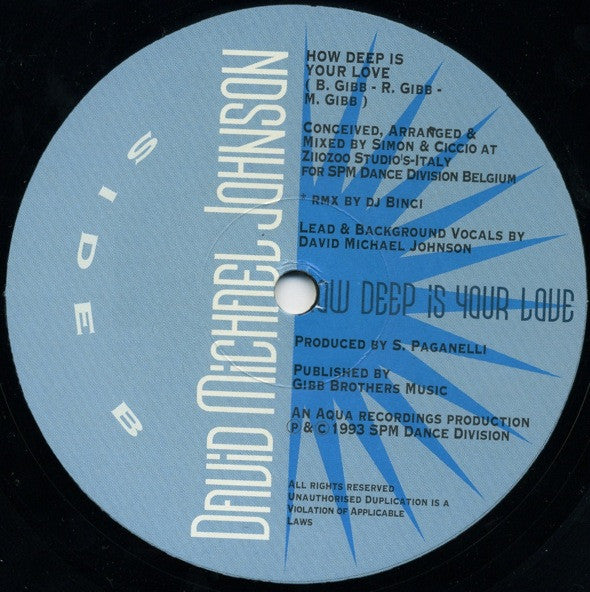 David Michael Johnson : How Deep Is Your Love (12")