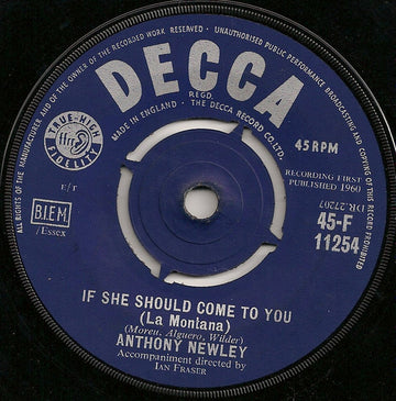 Anthony Newley : If She Should Come To You (La Montana) (7", Single)