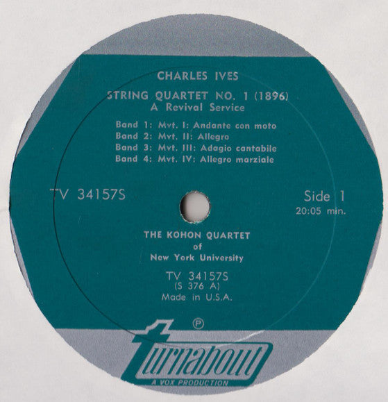 Charles Ives - The Kohon String Quartet : String Quartet No. 1 "A Revival Service" /  String Quartet No. 2 (LP, RE)