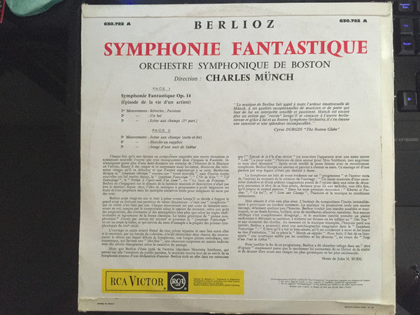 Berlioz*, Munch*, Boston Symphony* : Symphonie Fantastique (LP, Album, Mono, New)