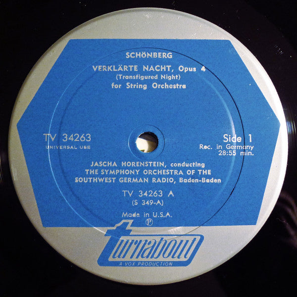 Arnold Schönberg* - Symphony Orchestra Of The Southwest German Radio, Baden-Baden* • Jascha Horenstein : Verklaerte Nacht, Op. 4 • Chamber Symphony, Op. 9 (LP, Album)