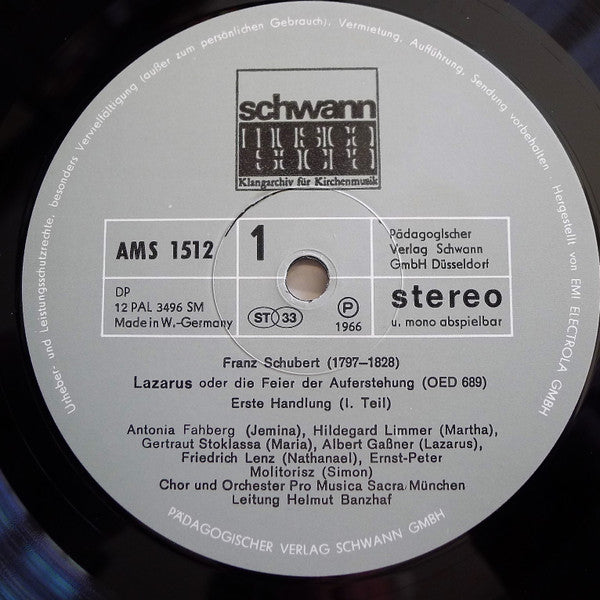 Franz Schubert : Lazarus (LP)