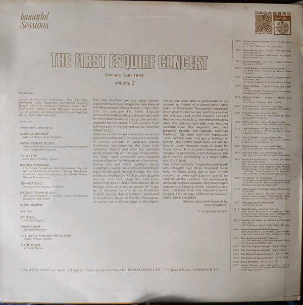 Coleman Hawkins All Star Band : The First Esquire Concert - Volume 2 (LP)