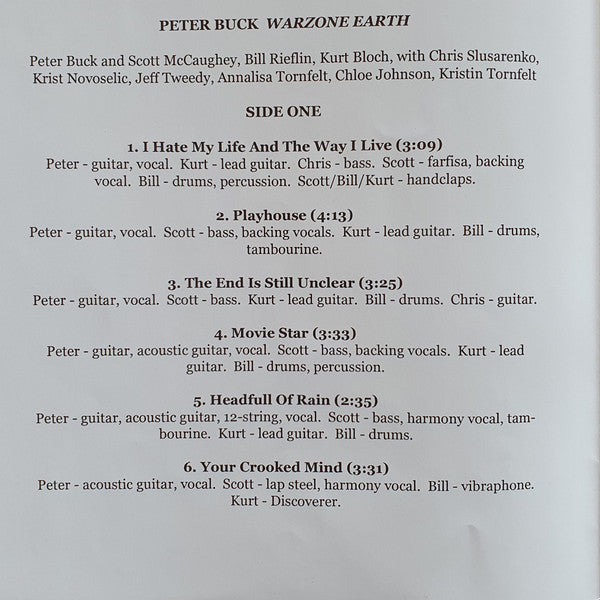Peter Buck : Warzone Earth (LP, Album, Hel)