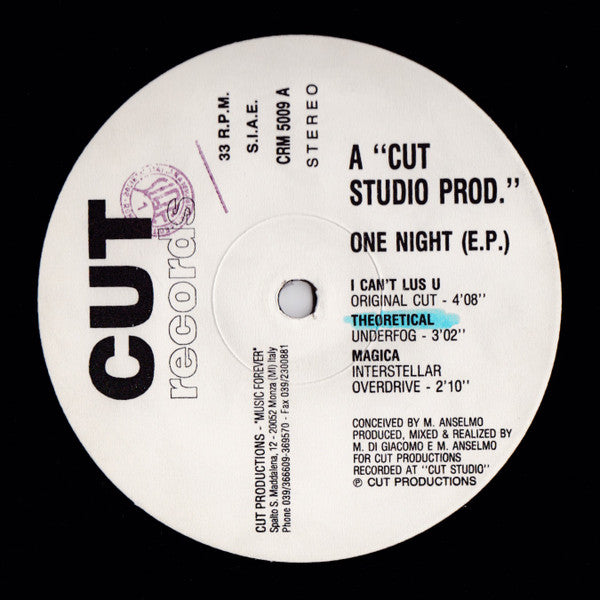 A "Cut Studio Prod."* : One Night (12", EP)