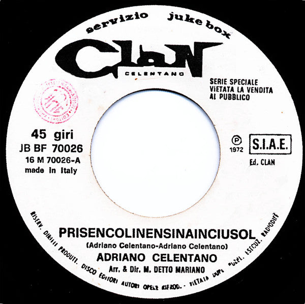 Adriano Celentano : Prisencólinensináinciúsol (7", Jukebox)